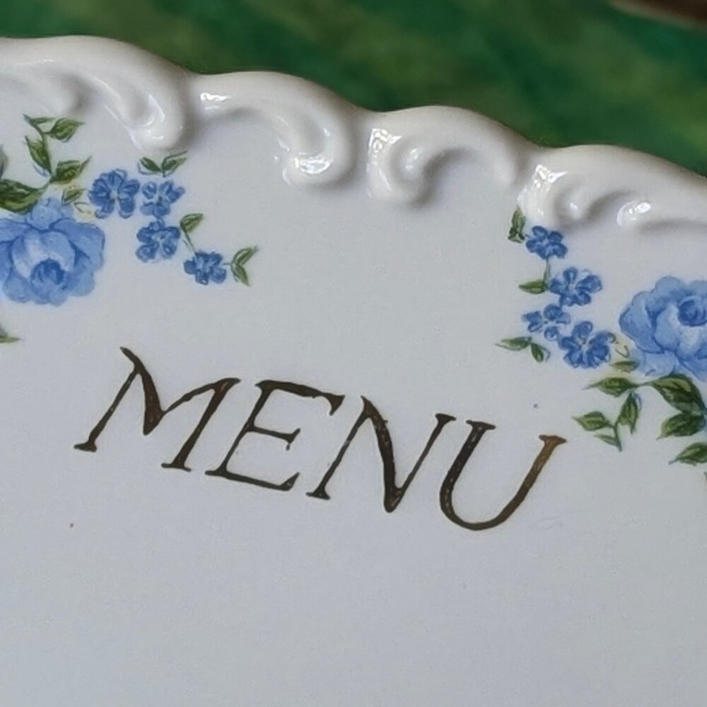 Vintage Porcelain Place Cards & Menu Set โ Floral Roses 13pcs (1970s Japan Style - Picture 13 of 14